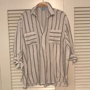 Boutique Oversized Black & White Striped Blouse